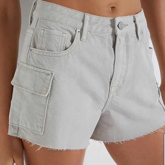 NWT Pacsun Light Gray Ultra High Rise Cargo Short 25 - Picture 3 of 11